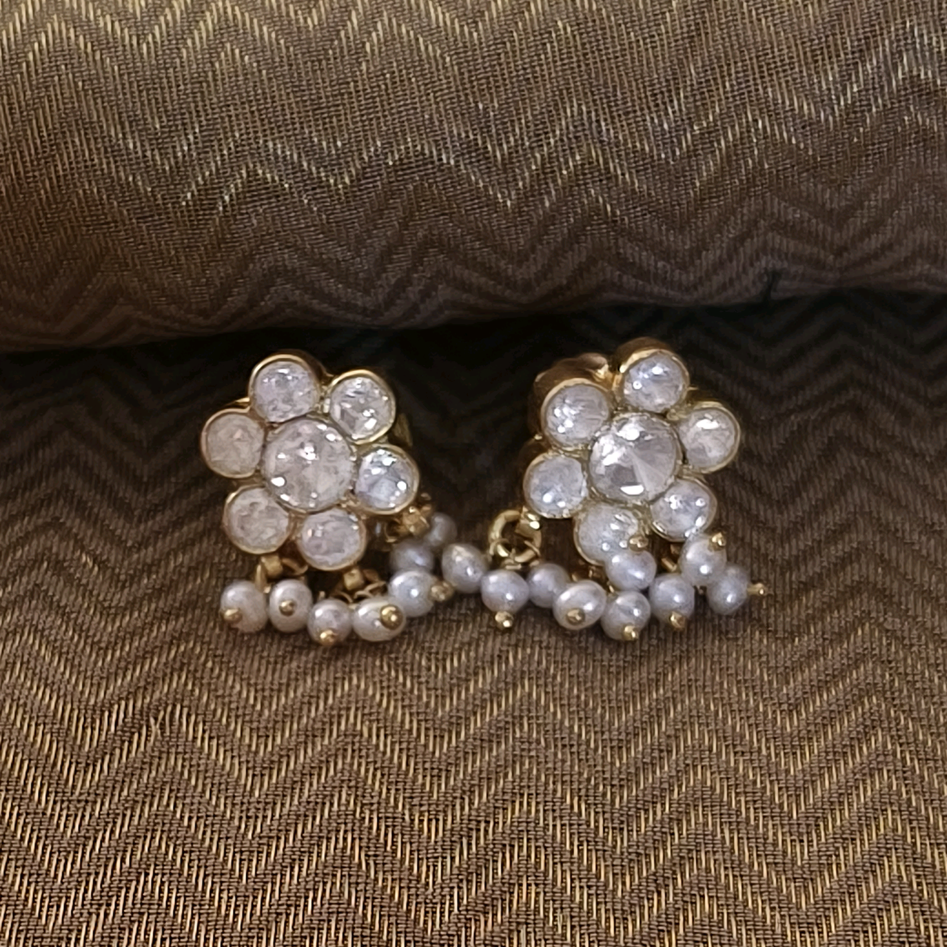 Nayaab Moissanite Studs Gold Plated